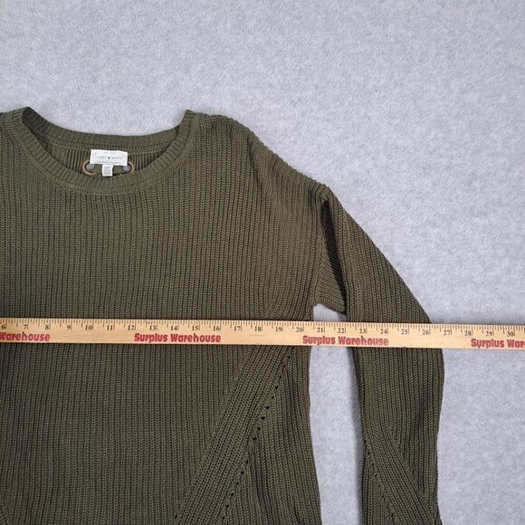 Lucky Brand Sweater Womens Medium Knit Oversized Back Straps Green - Picture 8 of 10